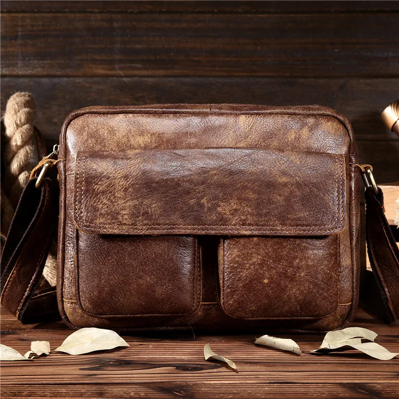 Сумка кросс боди для iPad Мужская саквояж на плечо из натуральной воловьей кожи