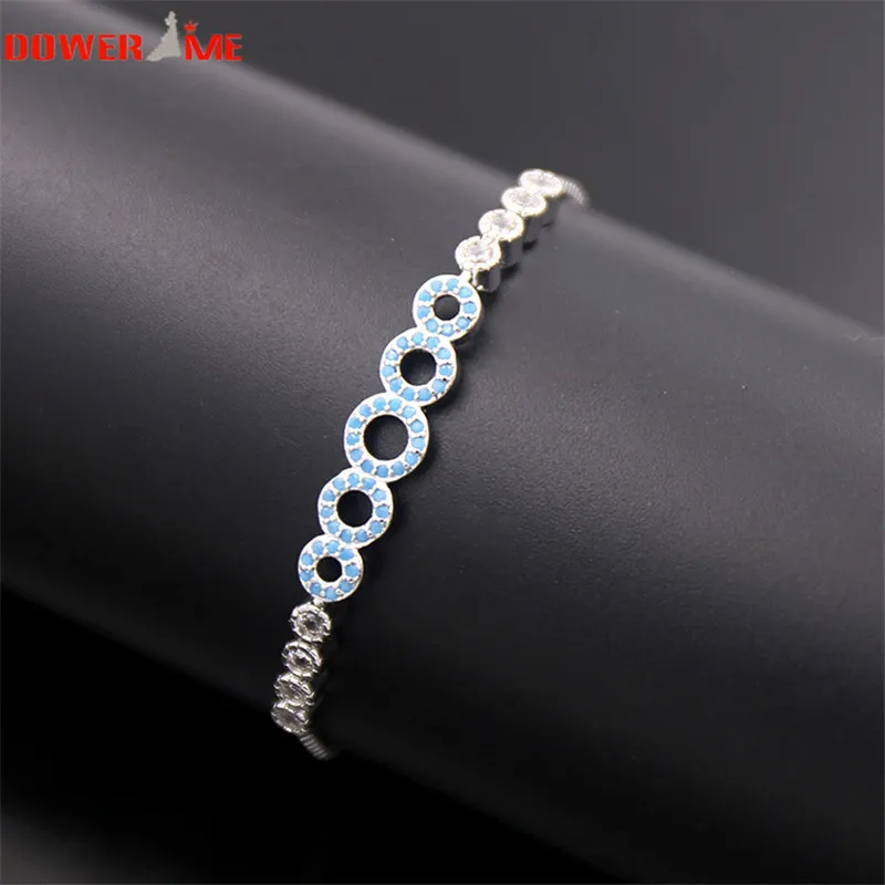 Приданое мне ряд круглых украшения с синий натуральный камень AAA циркон браслет