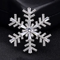 beautiful full rhinestone cz snowflake silver color copper brooch free shipping