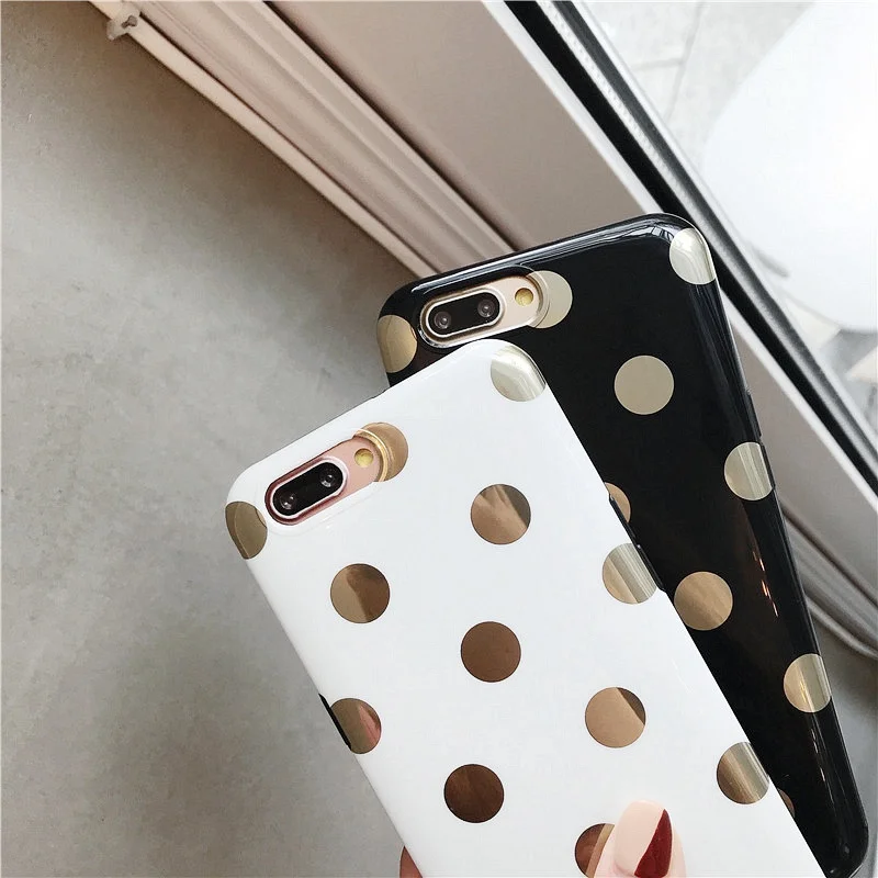 Luxury Gold Plating Polka Dot Case For iPhone 8 6 6S 7 Plus TPU Fashion for XS MAX XR X iPhone11 Pro Soft Back Cover |