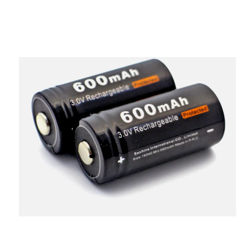 Аккумуляторы Soshine 16340 RCR123 LiFePO4 3 в 600 мАч 2 шт.|battery 3v|battery lifepo4battery battery |