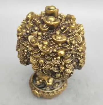 

Exquisite Chinese Hand-carved Pure Brass Carving Rich Tree Wealth Small Success Statue