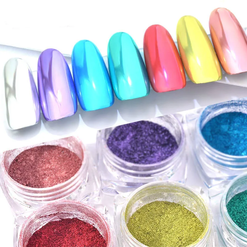 

0.3g/box Nail Art Glitter Chrome Nail Pigment Dust Shiny Decorations for Magic Mirror Effect Nail Powder
