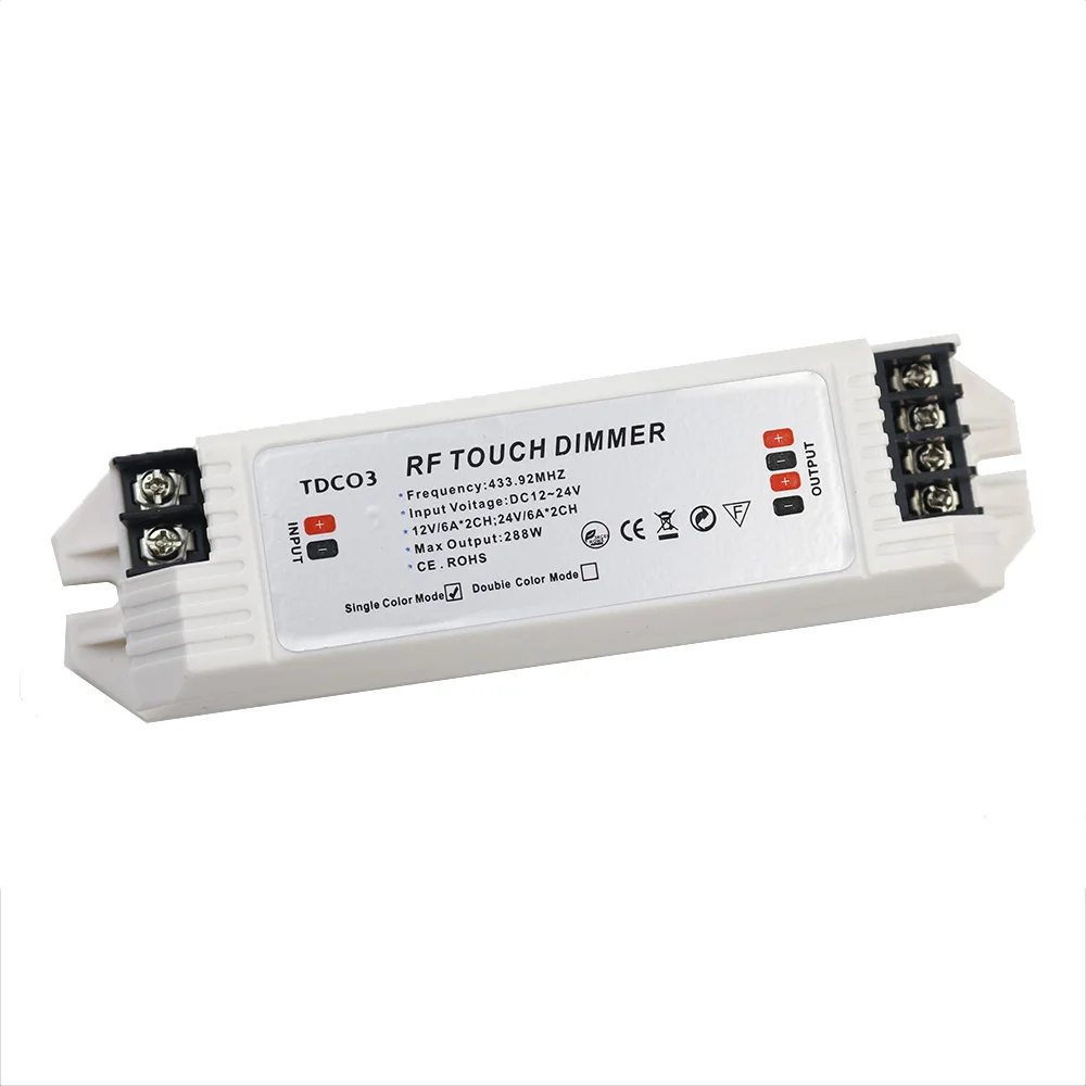 DC12V 24V светодиодный диммер Макс 288W 6A 2 Каналы RF сенсорный Управление С