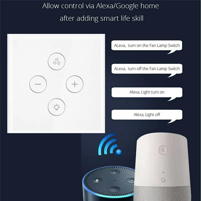 Сенсорный смарт-выключатель с евровилкой совместим Alexa Google Home поддержка таймера