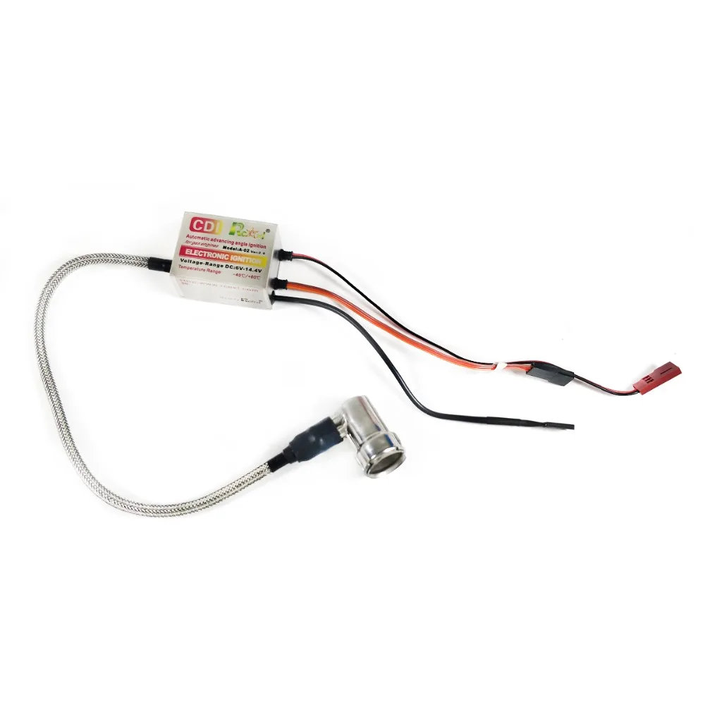 Rcexl Electronic Single Ignition CDI with NGK BMR6A 14MM 90 Degree Cap for RC Aircraft Model Gasoline Engines enlarge