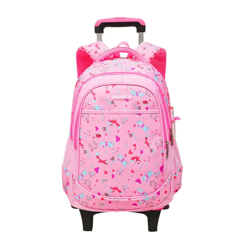 pink 2 wheels Новые съемные детские школьные сумки с 2/6 колесами для девочек, рюкзак на колесах, Детская сумка на колесах, рюкзак для путешествий - Цвет: pink 2 wheels