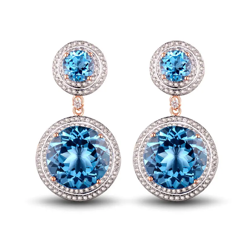 Набор ювелирных изделий из розового золота 14Kt с натуральным бриллиантом серьги