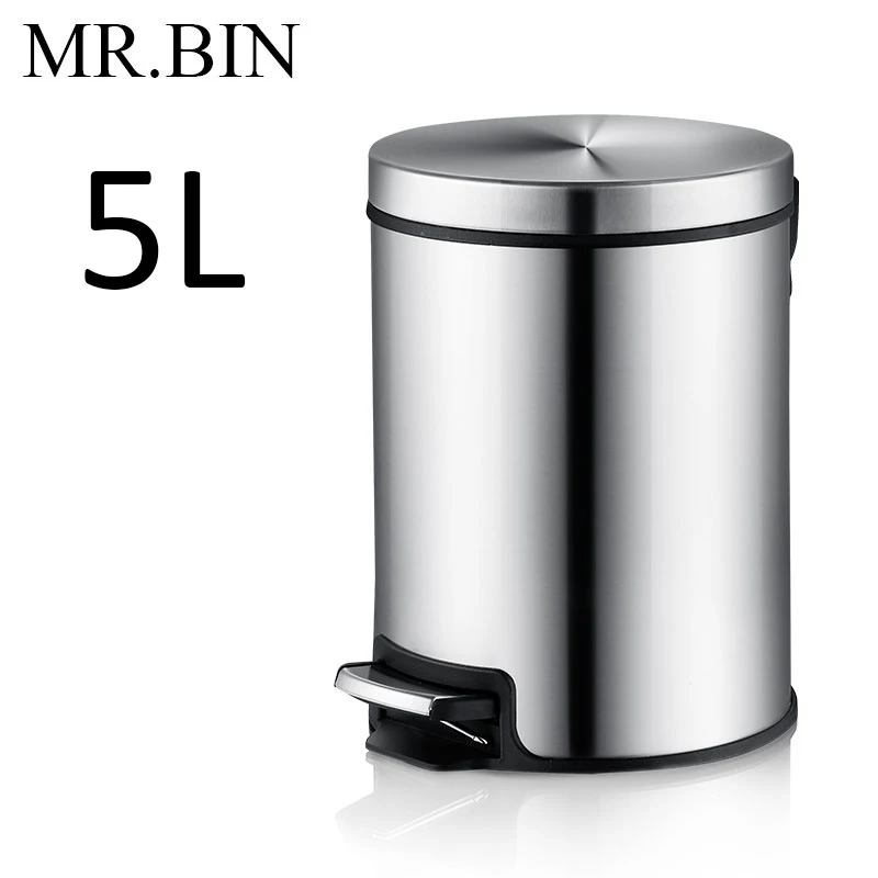 5L Drawing Steel MR. BIN Макарон плюс мусорный бак с 5L/8L/12L ёмкость красочные педаль отходов Bin металлическая мусорная корзина для дома и кухня - Цвет: 5L Drawing Steel