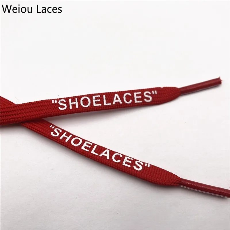 Weiou бренд Off White плоские полиэфирные шнурки печать "шнурки" Зеленый Оранжевый OW подписанные совместно беговые шнурки на заказ