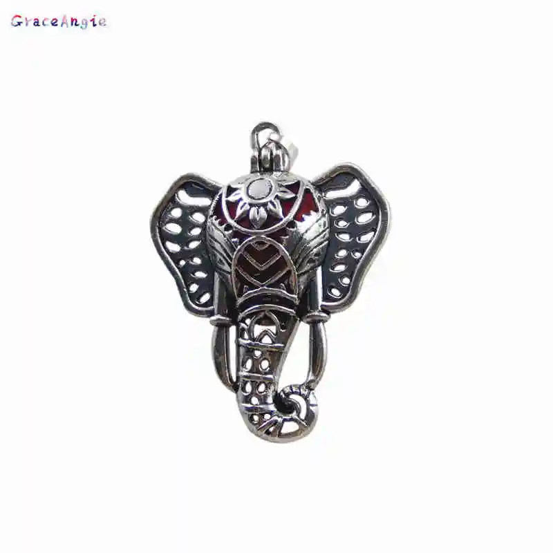 Silver GraceAngie 3 шт. полый узор DIY ювелирное ожерелье эфирное масло ароматерапия Серебряный бронзовый медальон "Слон" Духи Диффузор - Окраска металла: Silver