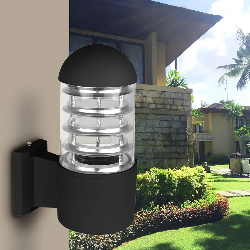 

Waterproof Outdoor Lighting Aluminum Glass Lampshade LED Wall Light Fixtures IP65 Wall Lamp E27 Socket AC 85-240V without Bulb