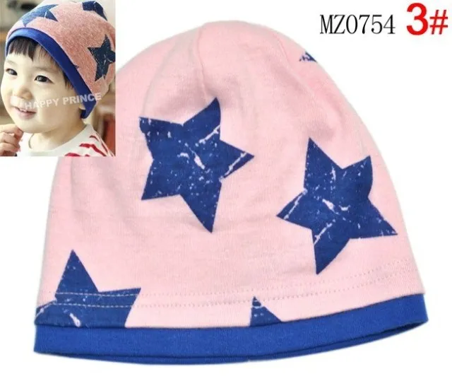 2017 New Cute Stars Printed Baby Boy Hat Double Layer Beanies Infantil Pink Gray Cap Born Photography HT52028+40 | Аксессуары для