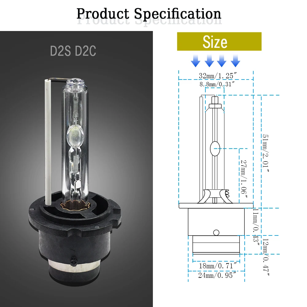 35 Вт D2S D2C Авто HID ксеноновая лампа 4300 K-10000 K P32d-2 12V Замена для Philips Osram GE совместим с 85122 66040 66240 53500