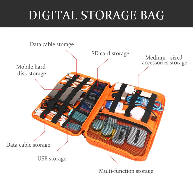 Двойной Слой Организатор Системы Kit Case Цифровых Устройств Гаджет USB Флэш