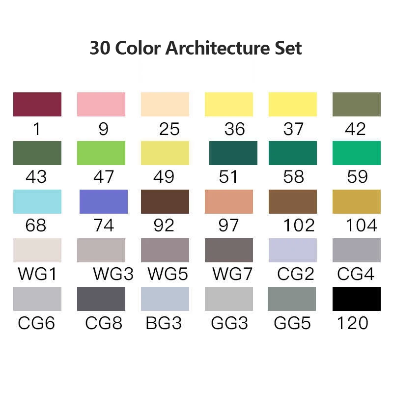 30-Architecture Set TouchFIVE 30/40/60/80/168 Цвет маркер для рисования набор двойной головой художественный эскиз жирной на спиртовой основе маркеры для анимации Manga - Цвет: 30-Architecture Set