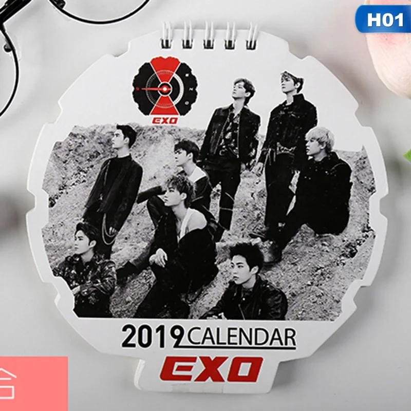Kpop EXO милый Мини Настольный календарь Alnum фото Настольный календарь подарок для офиса