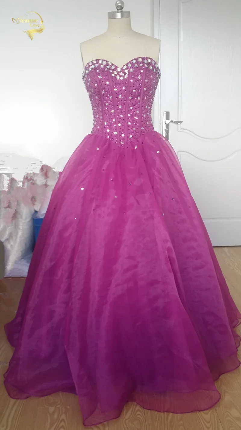 Новое бальное платье светится в течение 15 лет Дешевые Quinceanera корсет с кристаллами