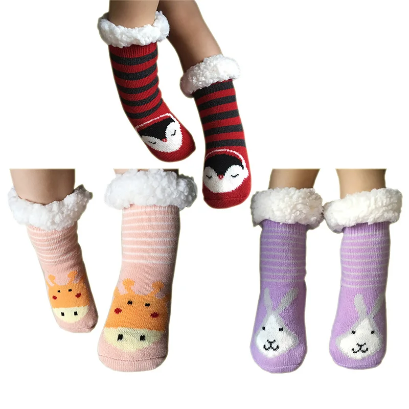 B-Multicolor(3 Pair) LifeWheel/носки с героями мультфильмов для маленьких мальчиков и девочек дышащие зимние вязаные нескользящие носки-тапочки до середины икры для детей от 0 до 7 лет - Цвет: B-Multicolor(3 Pair)