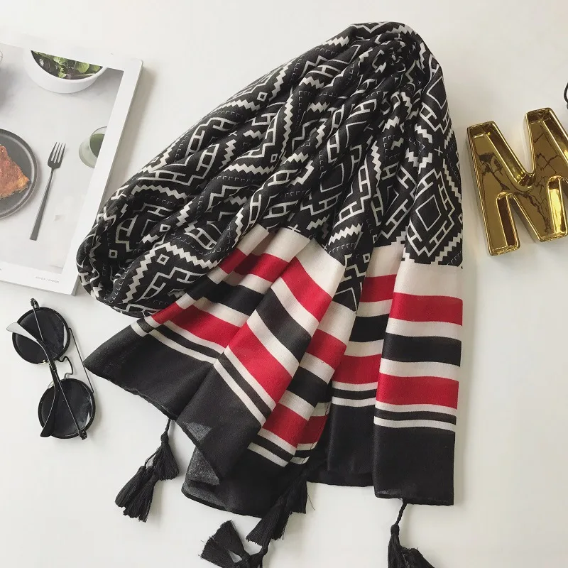 Для женщин Мода Геометрический плед шарф Высокое качество ацтеков бренд Вискоза