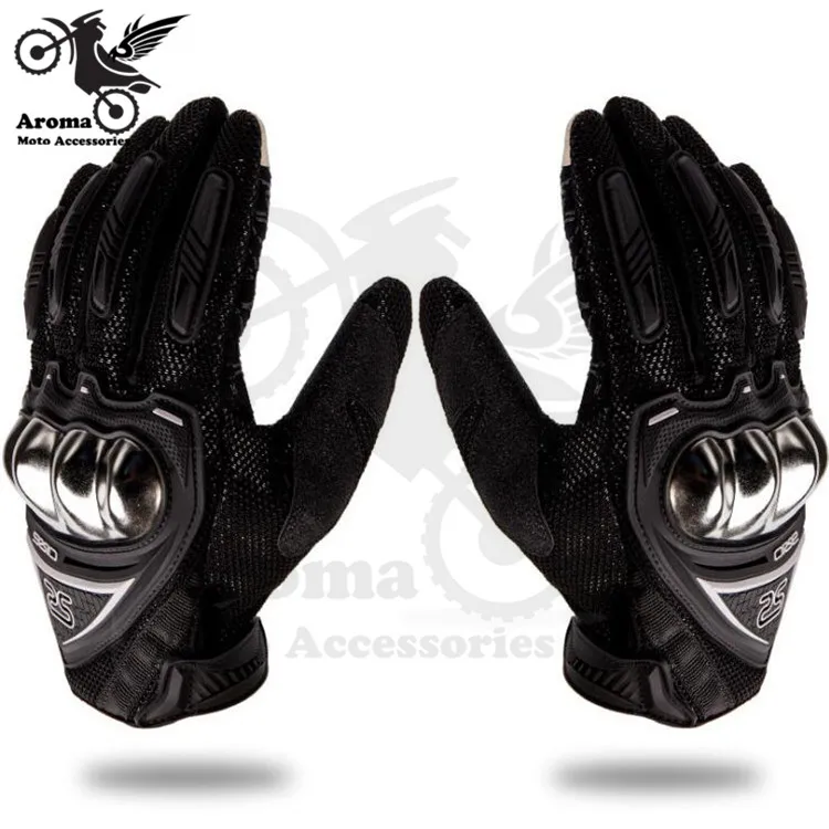 Черный Металлический полный палец moto cross части mtorbike handglove unviersal аксессуары moto защита moto rcycle перчатки для скутера - Цвет: Черный