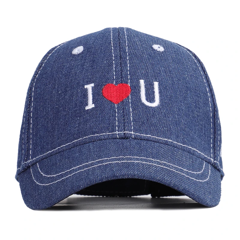 2019 New Denim Children's Baseball Cap I LOVE U Cotton Adjustable 2-8Y Cute Outdoor Sports Boys And Girls Baby Sun Hat snapback | Детская