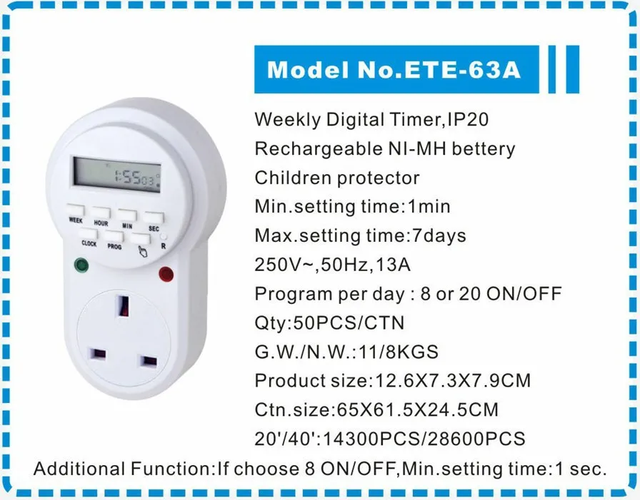 

5Pcs The British standard 2018 new hot-selling intelligent time power socket timer switch
