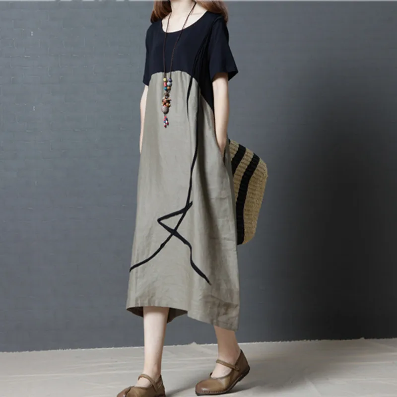 Фото ilstile 2018 Mori Girls Style Women Short Sleeve Patchwork Long Dress Summer Casual Loose Cotton Linen Oversized Sundress Женская ilstile 2018 Mori Girls Style Women Short Sleeve Patchwork Long Dress Summer Casual Loose Cotton Linen Oversized Sundress Женская
