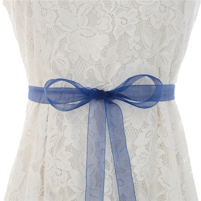 Organza Blue Кристалл Свадебные ремни атласные свадьбное платье со стразами Пояс аксессуары для свадьбы свадебный лента пояс Y123S - Цвет: Organza Blue