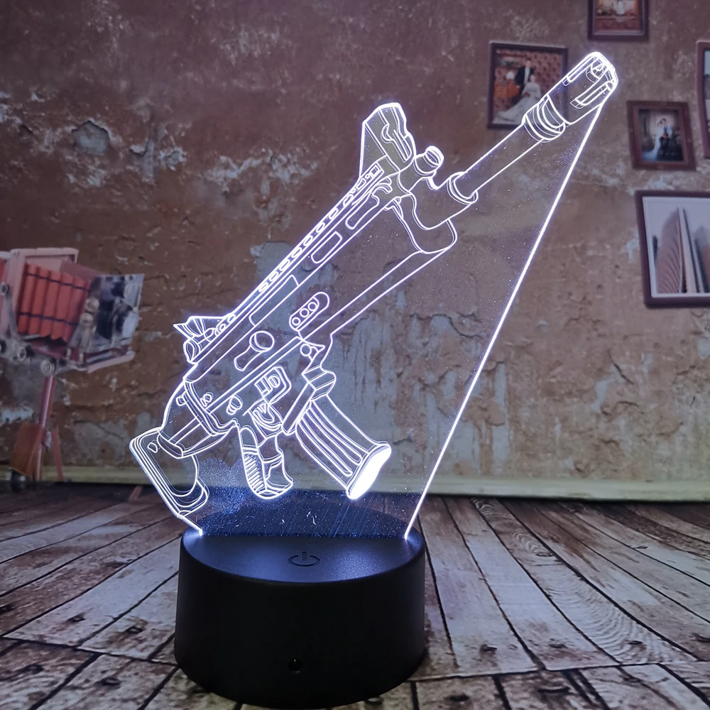 Новый боевой Royale игра крутая 3D Светодиодная лампа PUBG TPS SCAR-L ночник 7 градиентный