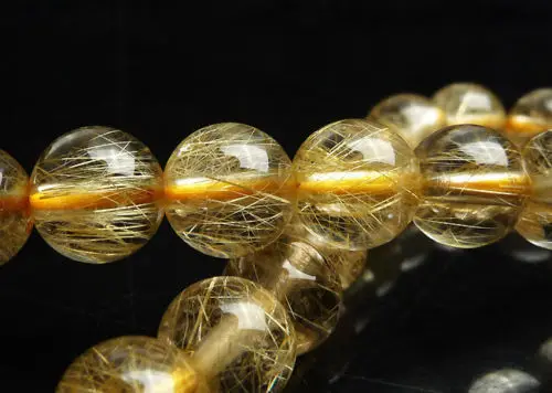 FREE SHIPPING 7mm Natural Brazil Gold Hair Rutilated Quartz Beads Wealth Bracelet AAA | Украшения и аксессуары