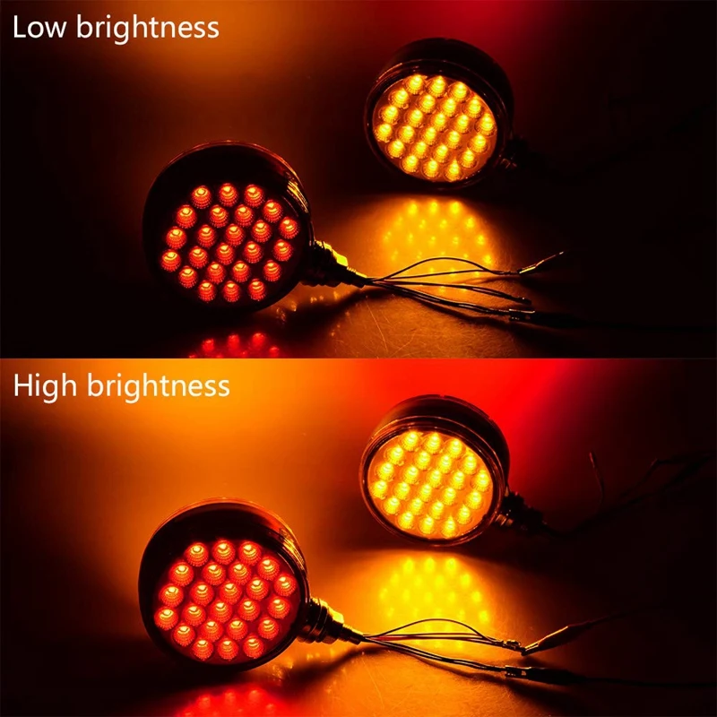 2X красный/янтарный 48 Led грузовик стоп поворот хвост шпильки двойные фары с хромированным корпусом