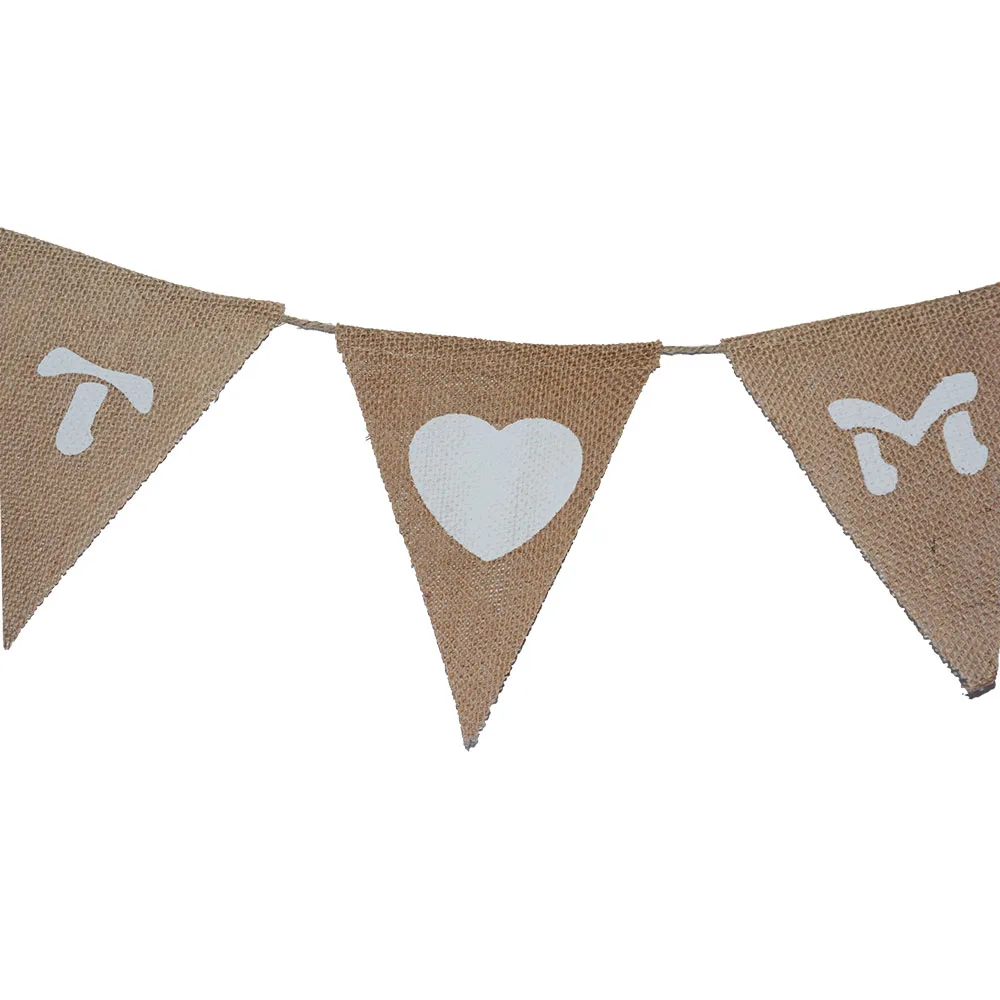 

3M Hanging Linen Jute Rope JUST MARRIED Burlap Banners Wedding Anniversary Party Flax MR MRS Bunting Flag Pennant Decors Favors