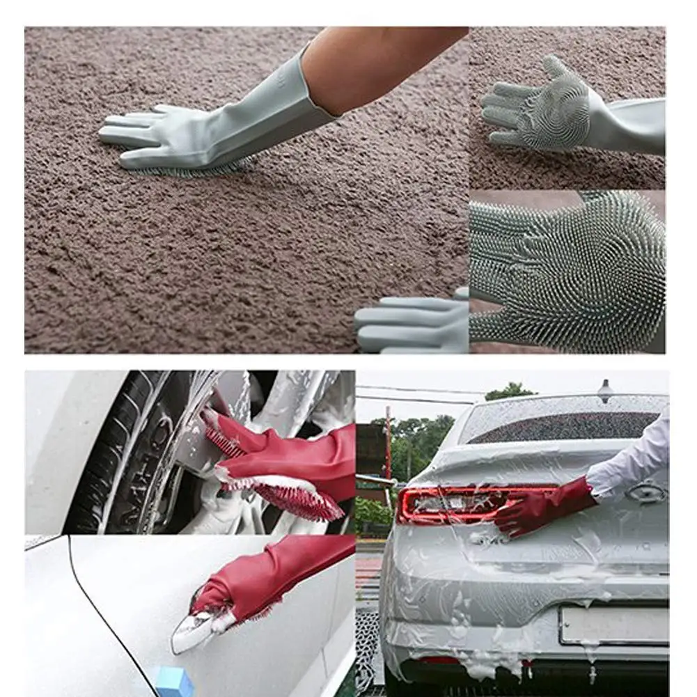 Pet Волшебные силиконовые перчатки для мытья посуды очистки промывки силиконовая