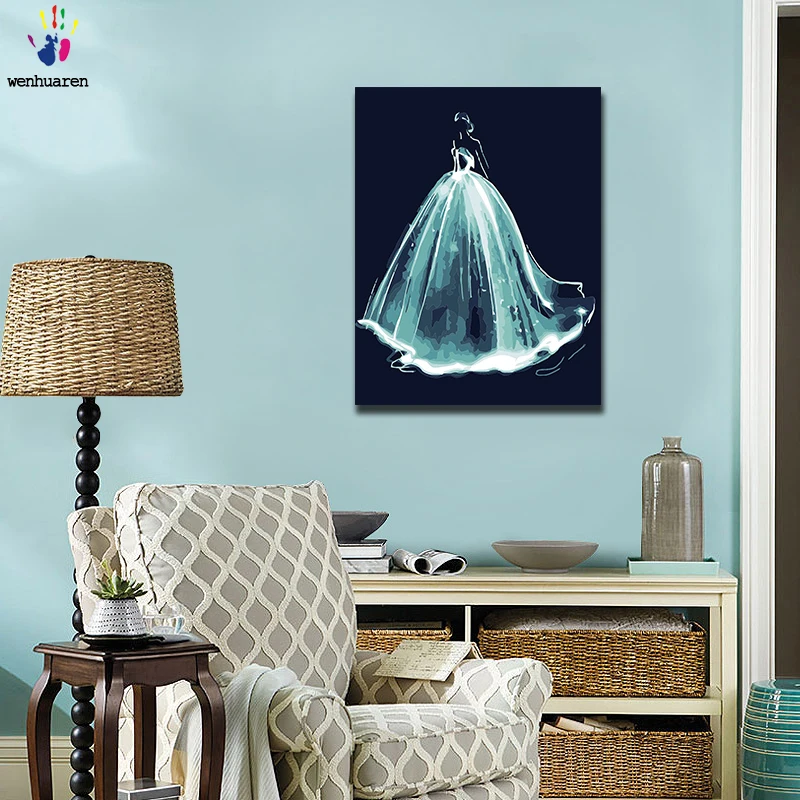 

DIY digital oil painting Dream beautiful maiden wedding dress is a combination of number and toolkits with a size of 40x50