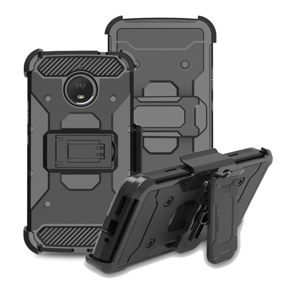 black E4 Heavy Duty Гибридный бронированный чехол с защитой от ударов при падении с клипсой для ремня для Motorola Moto E4 плюс XT1770 XT1771 XT1773 XT1775 - Цвет: black