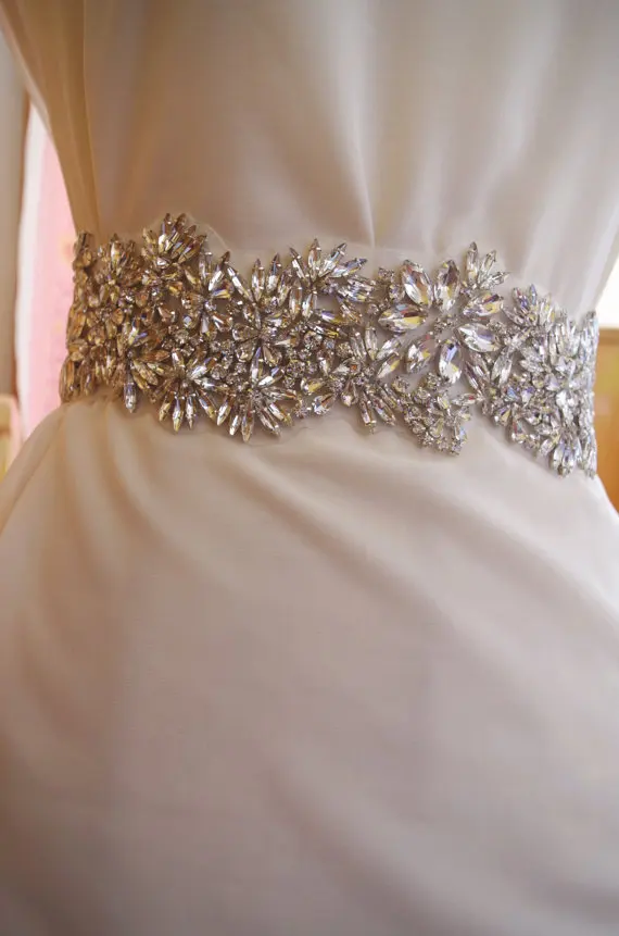 

crystal rhinestone sash Applique, bridal sash applique, rhinestone bridal belt wedding sash belt wedding belt one piece