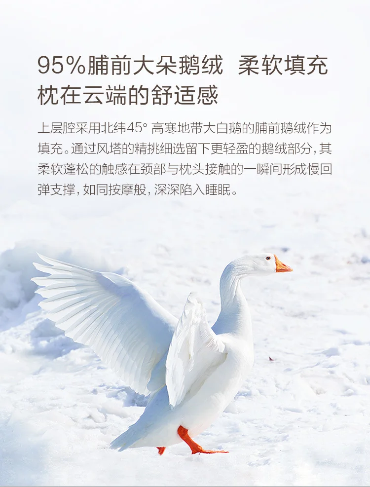 Xiaomi 8H 95% белая детская гусиная подушка три полости Удобная подушка
