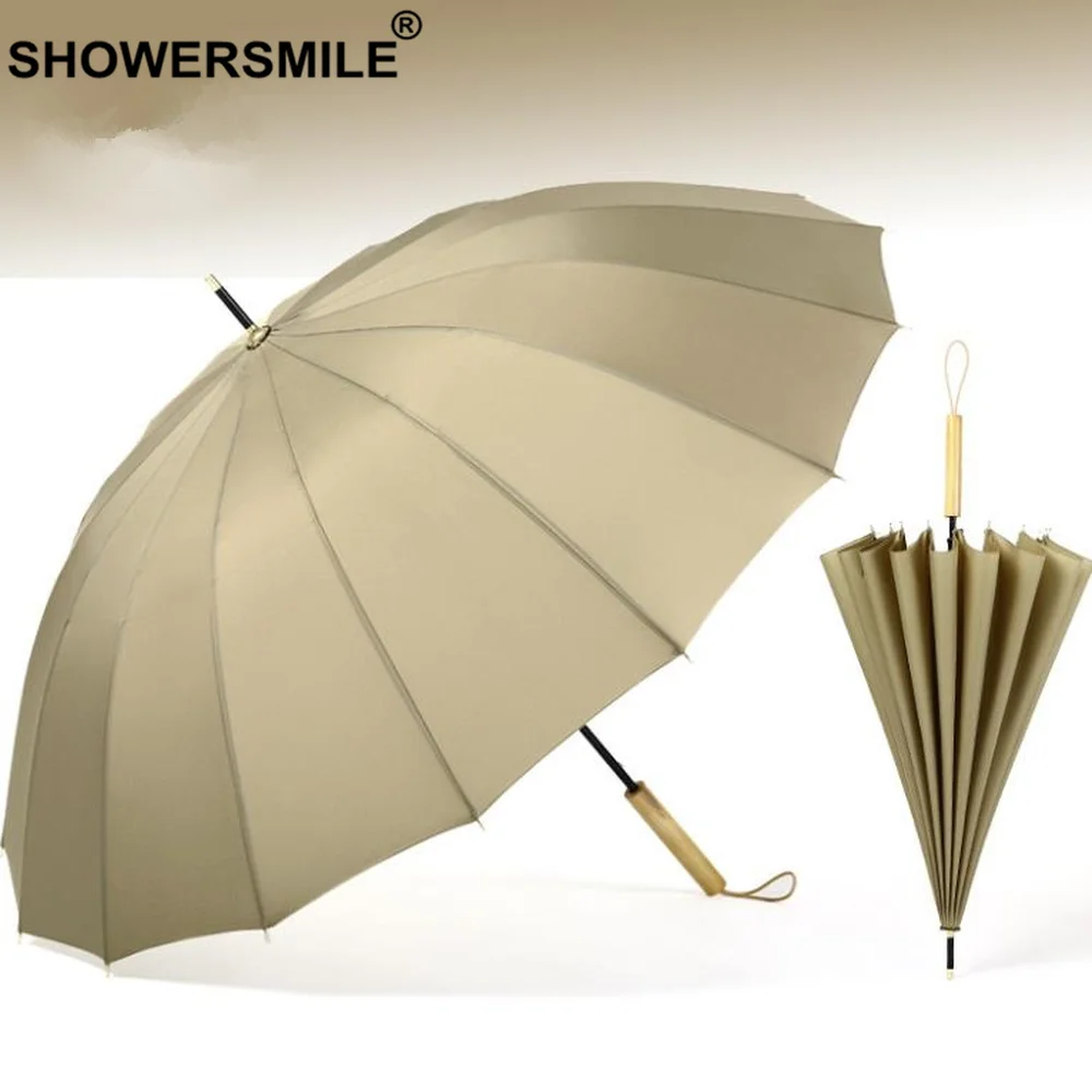 SHOWERSMILE Зонт с длинной ручкой для дождя женский розовый деревянной Guarda Chuva
