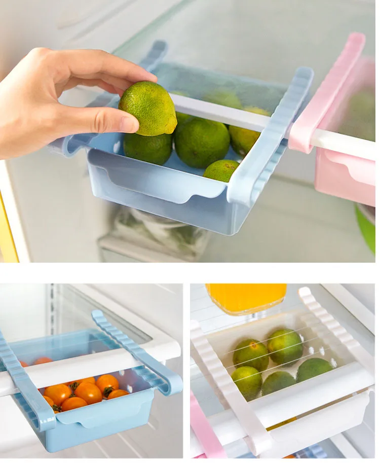 

1PC Storage Boxes Plastic Refrigerator Storage Rack Fridge Freezer Shelf Holder Pull-out Drawer Organiser KX 321