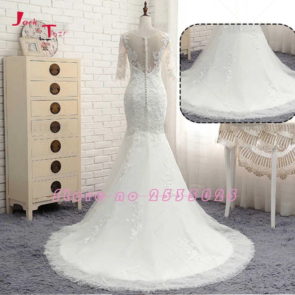 Jark Tozr Новое поступление свадебные платья с рукавами три четверти и аппликацией