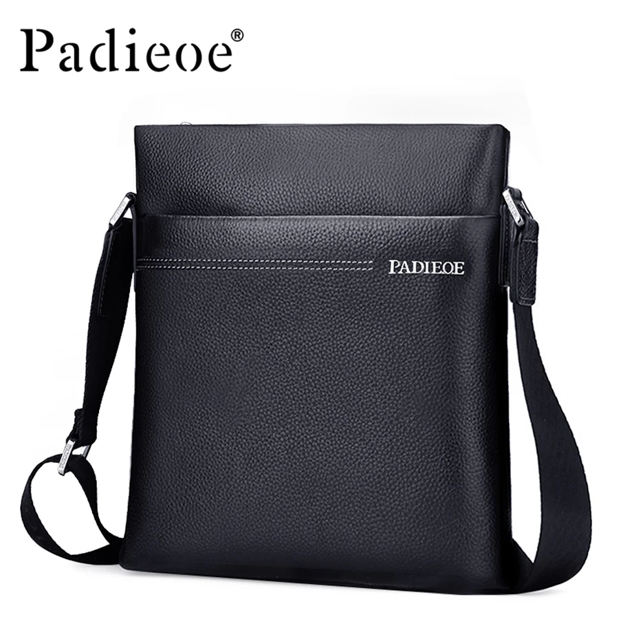 Фото Padieoe мужская сумка на плечо натуральная кожа высокое качество сумки через для