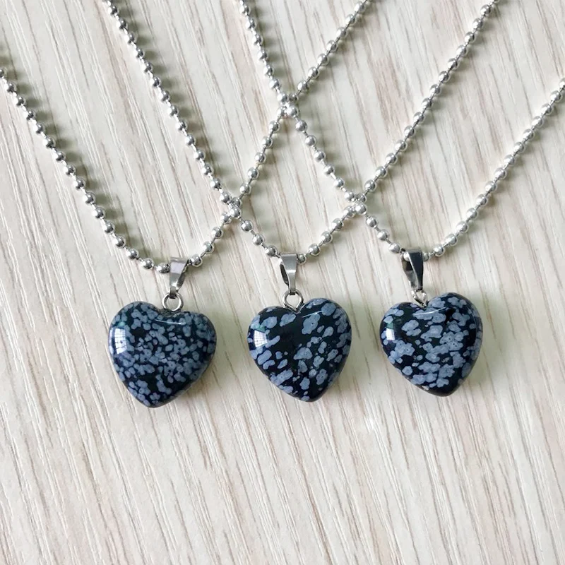 Fubaoying натуральный камень Снежинка Сердце Кулон 16 мм 25 шт ожерелье для DIY ювелирных