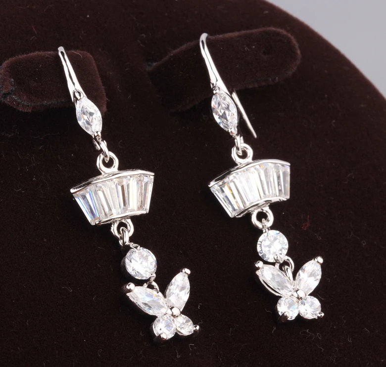 Бабочка белый кубического циркония прозрачные камни 925 серебро Модные украшения