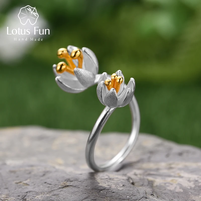Lotus Fun Настоящее серебро 925 проба Натуральный ручной работы дизайнерские
