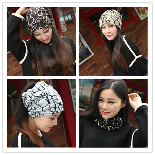 

2 Use Cap Autumn Casual Brand Hats For Women Plaid Lady Caps Winter Letter Printed Pile Cap Female Beanies Wholesale/Retail