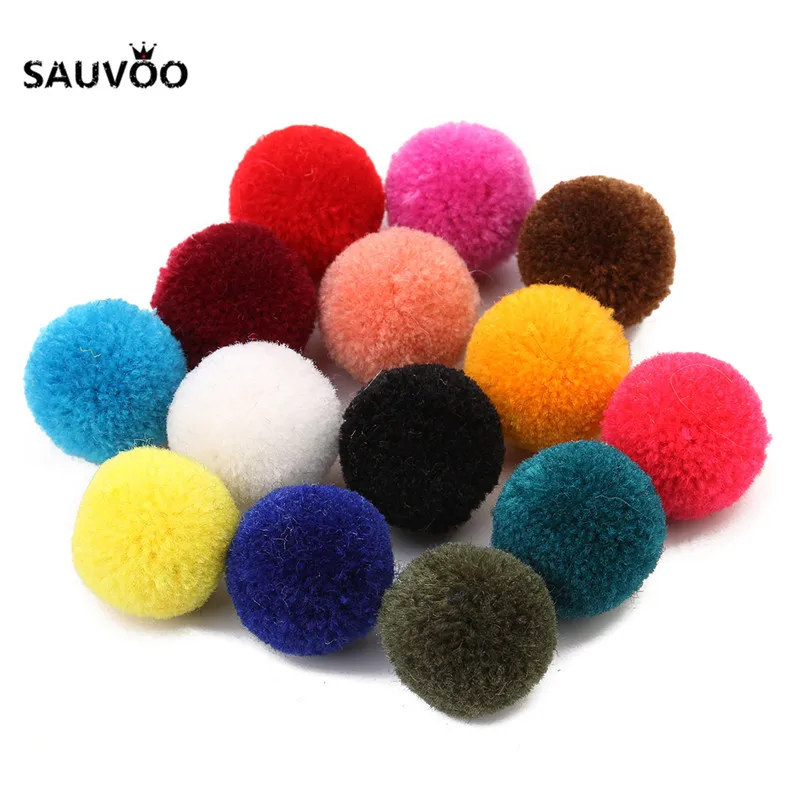 Sauvoo 50 шт. 15 цветов большие круглые помпоны плюшевые тканевые бархатные шарики 20