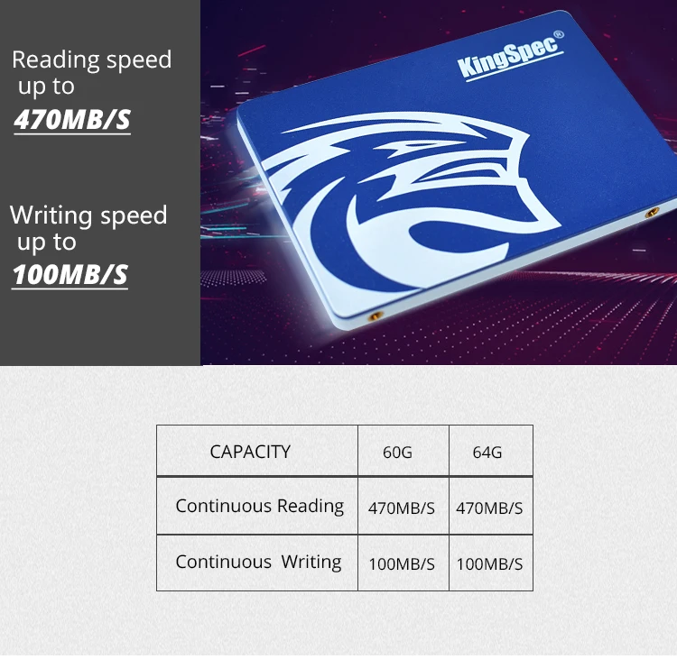 Горячая KingSpec HDD 2,5 дюймов SATAIII SSD 64 ГБ синий пластиковый внутренний диско SSD жесткий диск для ноутбуков настольных ПК