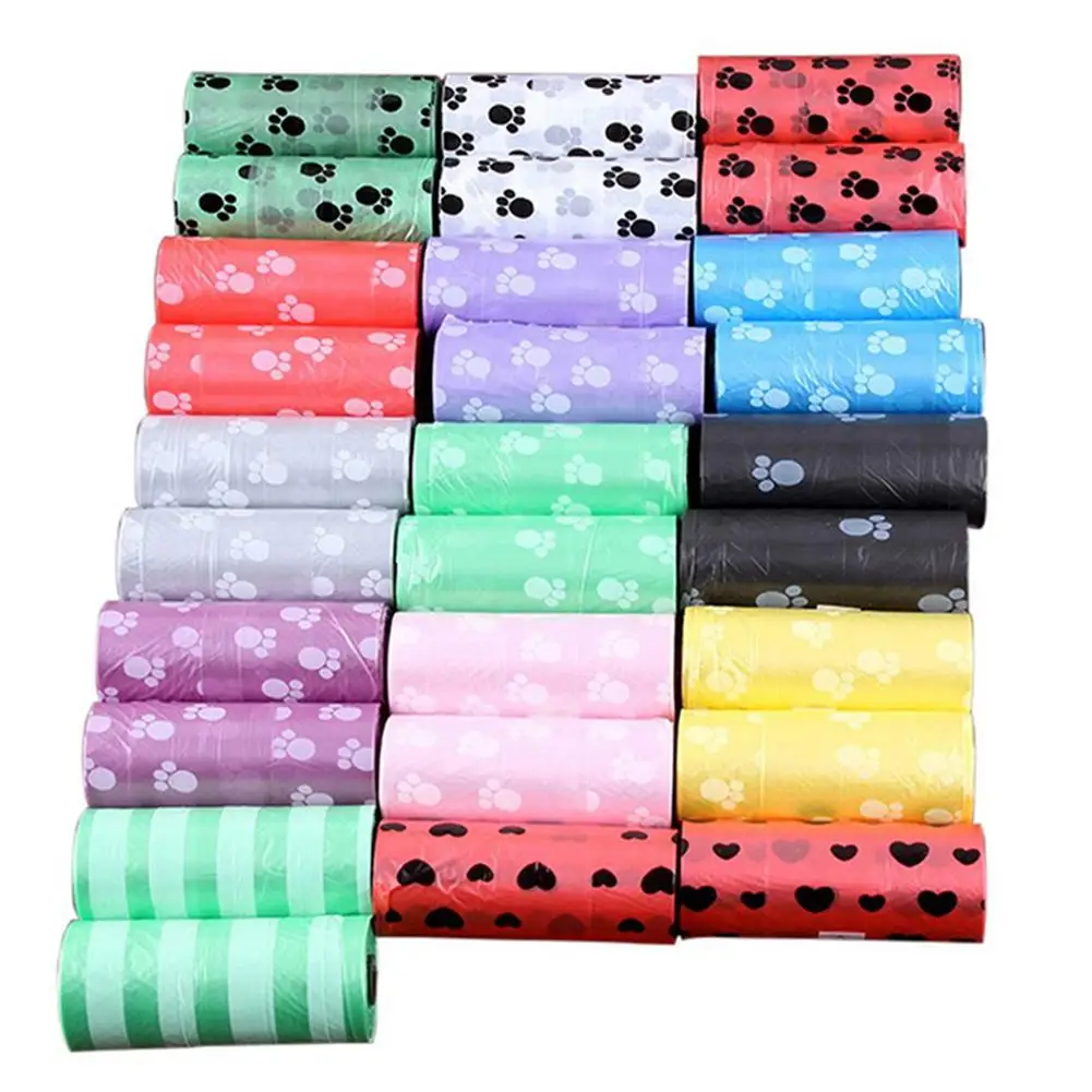 Adeeing Disposable Degradable Pet Dog Waste Poop Bag with Cute Paw Printing for Outdoor