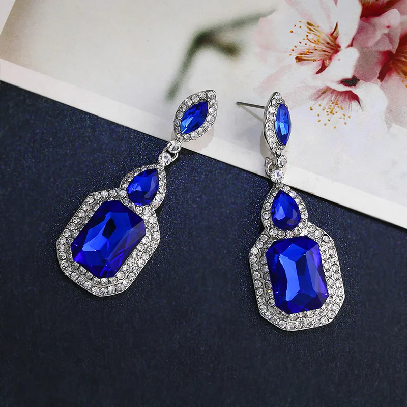 OCESRIO дизайнерское ожерелье серьги со стразами с большим камнем для женщин